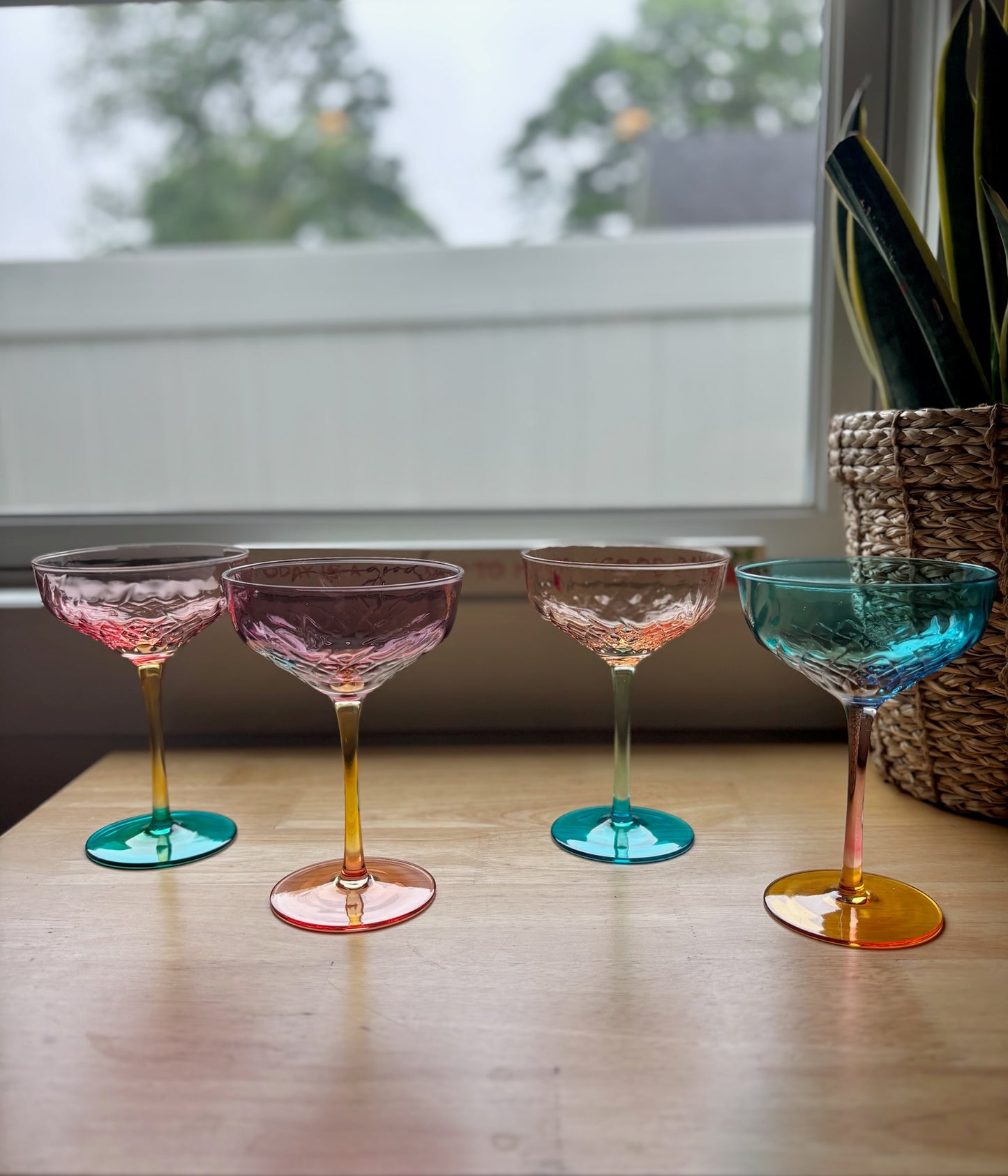 Sunset Bloom Crystal Cocktail Glass Set
