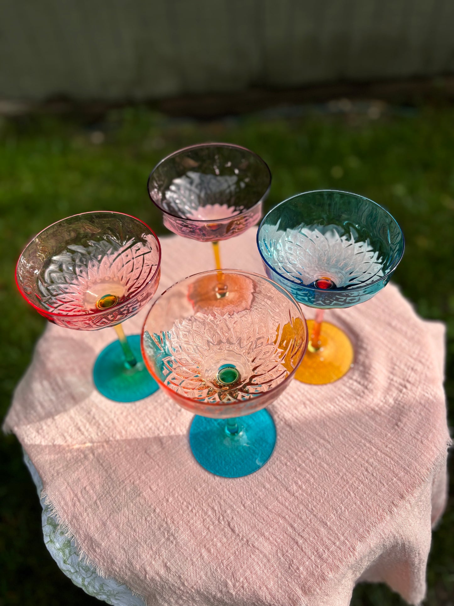 Sunset Bloom Crystal Cocktail Glass Set
