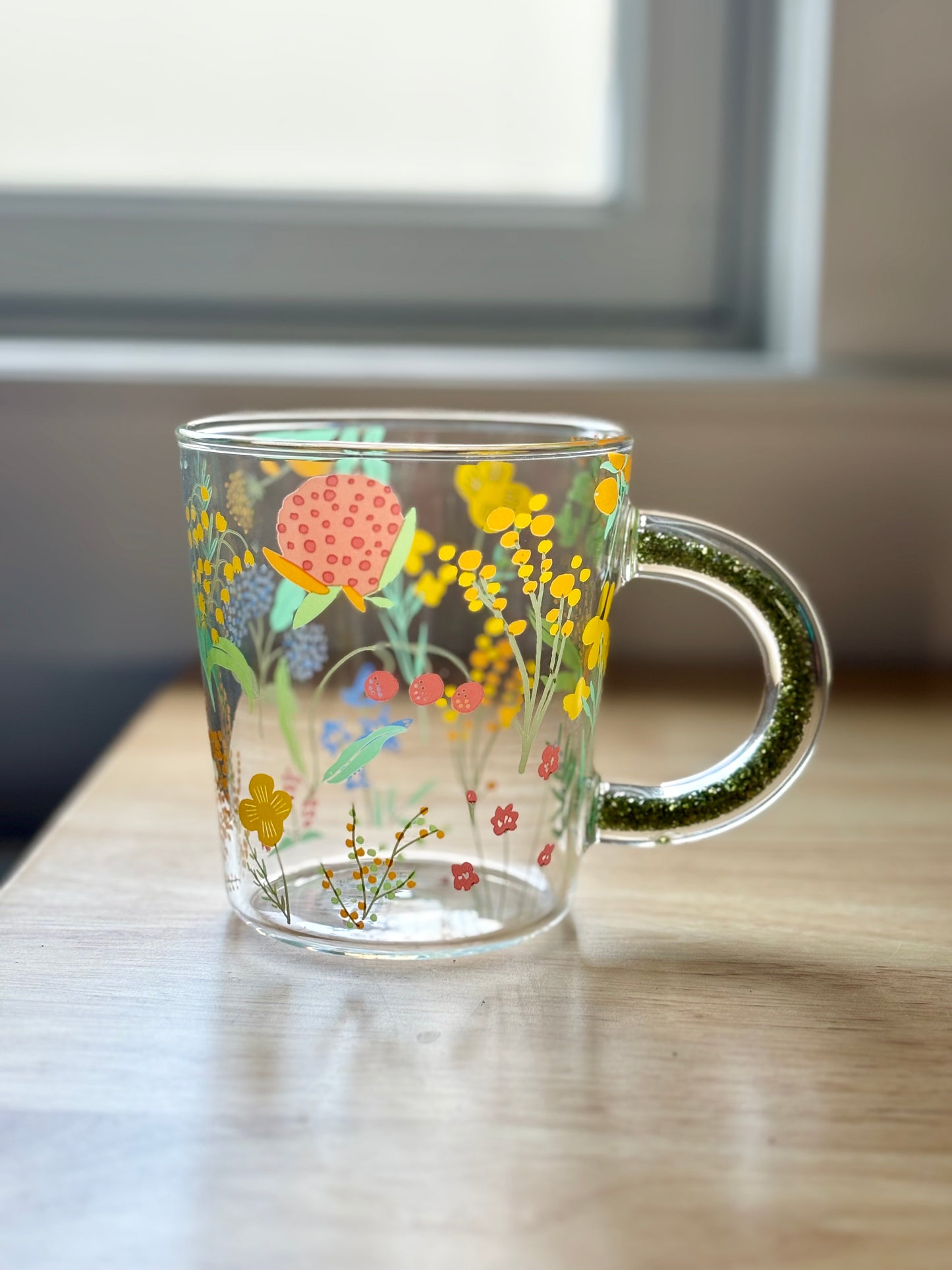 Wildflower Floral Glass Mug