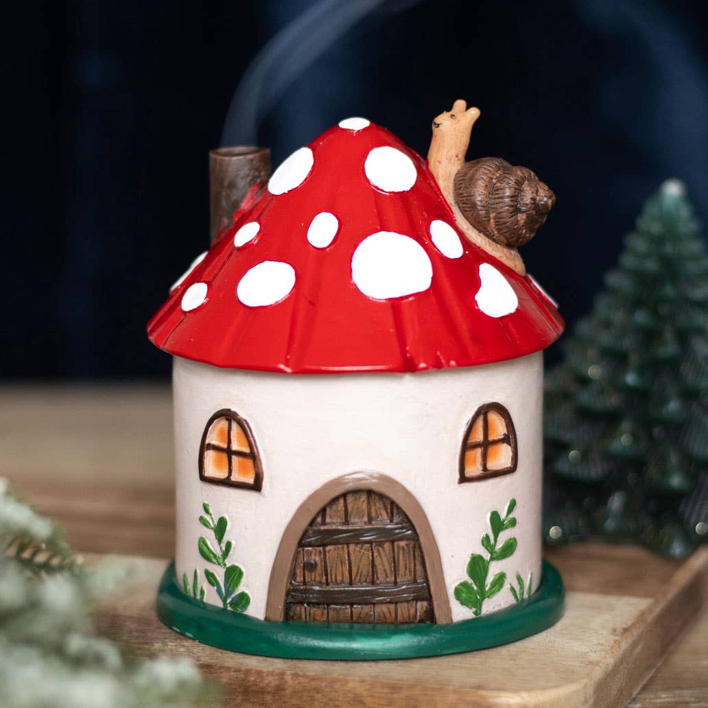 Mushroom House Whimsical Incense Burner