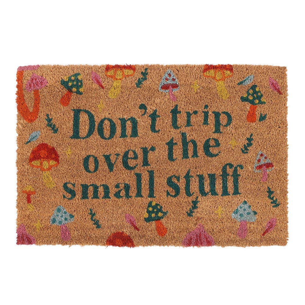 "Don’t Trip" Mushroom Doormat – Whimsical Outdoor Entry Rug
