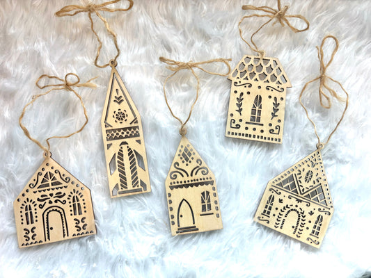 Nordic Wooden Ornaments – Set of Scandinavian Christmas Decorations