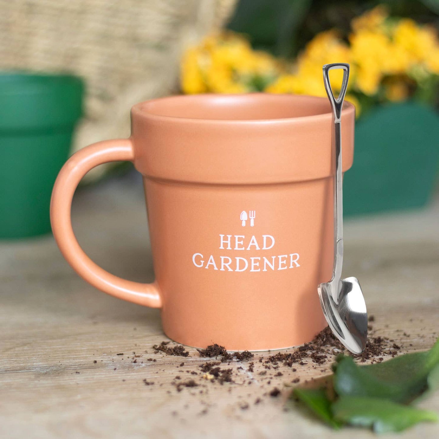 Head Gardener Plant Pot Mug and Spoon