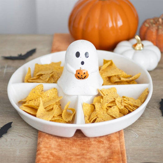 Halloween Ghost Chip and Dip Snack Serving Dish