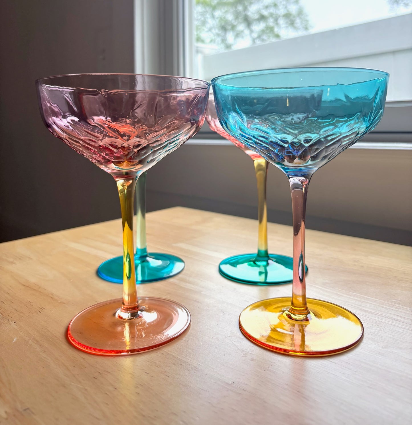 Sunset Bloom Crystal Cocktail Glass Set
