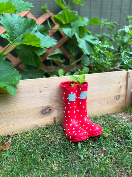 Red Rain Boot Flower Planter – Whimsical Garden Decor