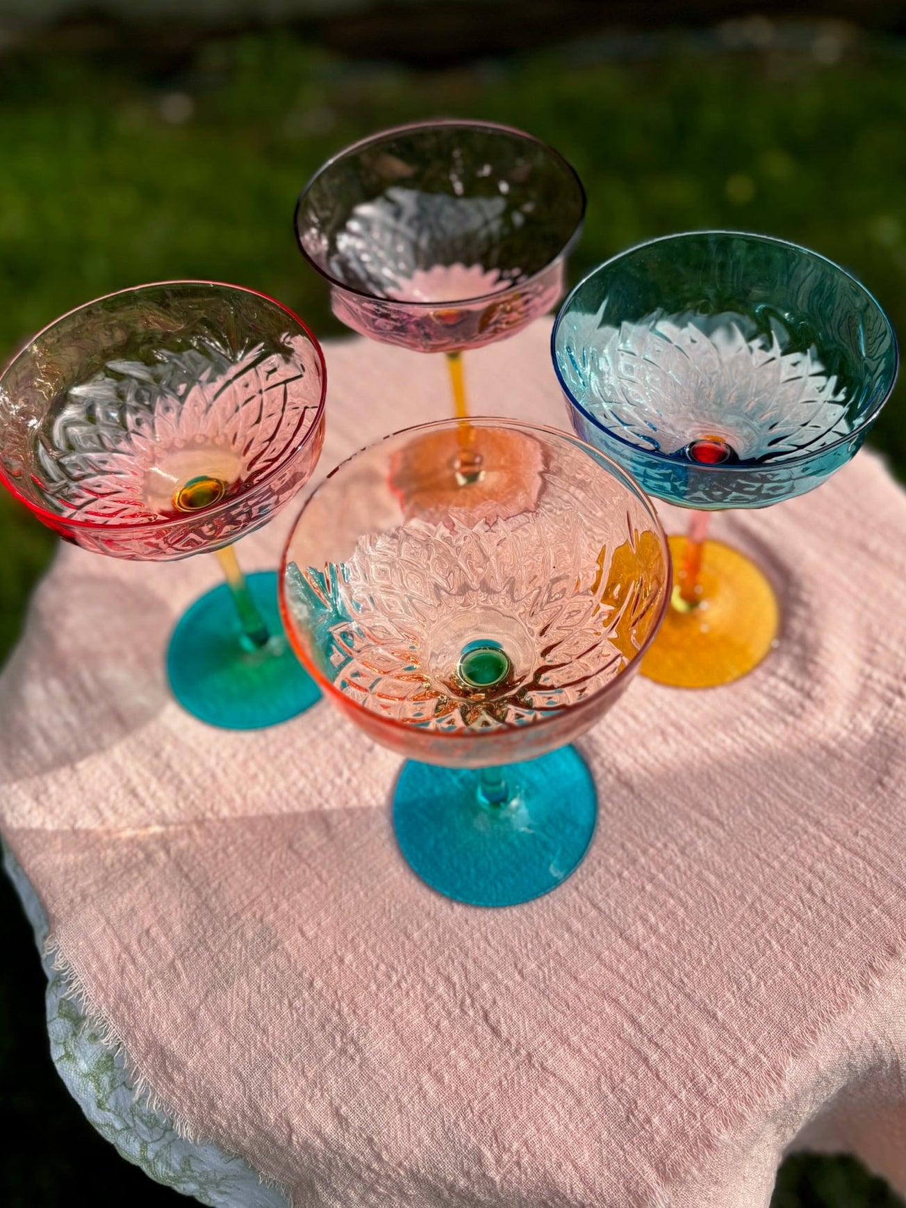 Sunset Bloom Crystal Cocktail Glass Set