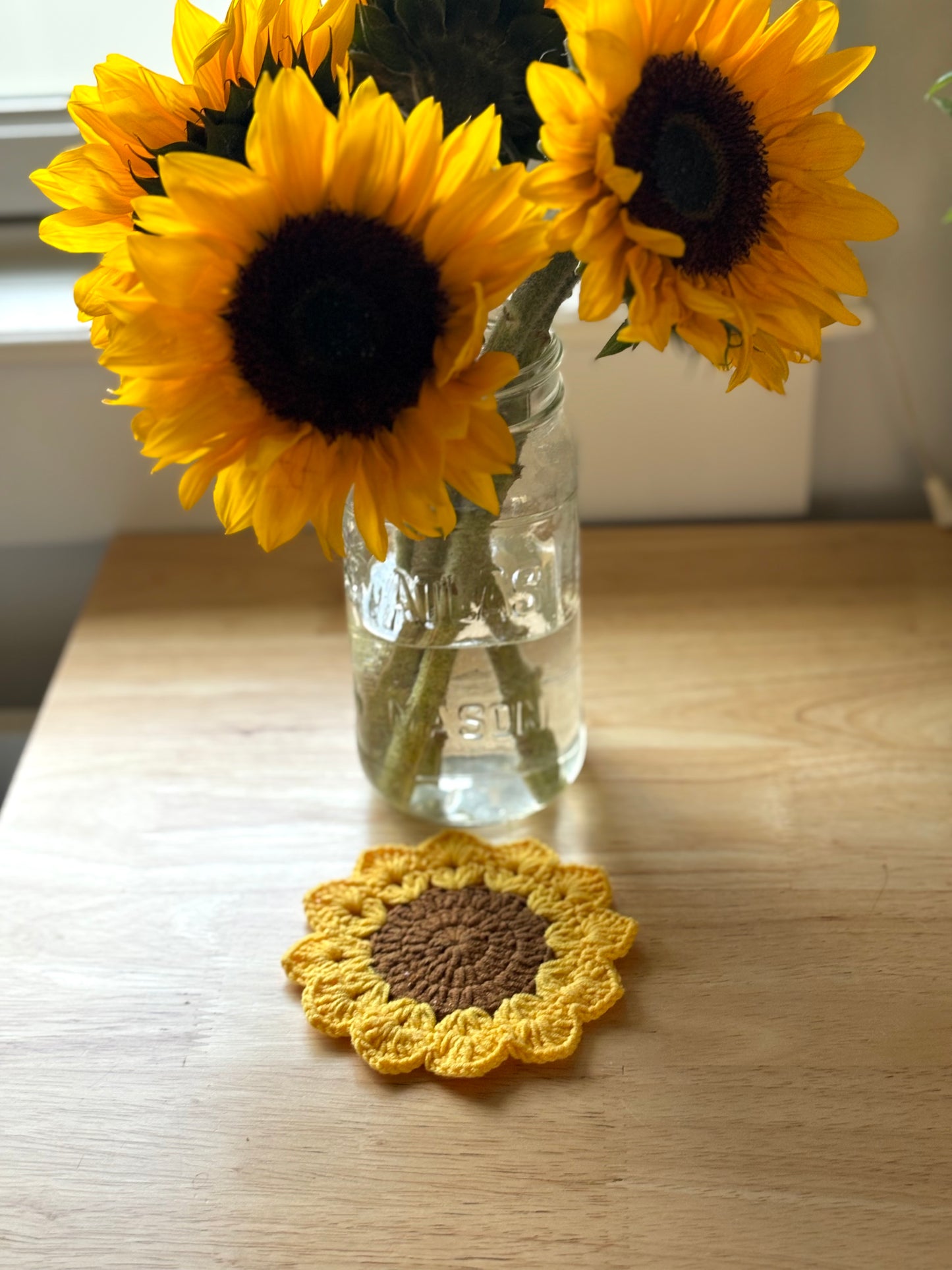 Crocheted Sunflower Coaster