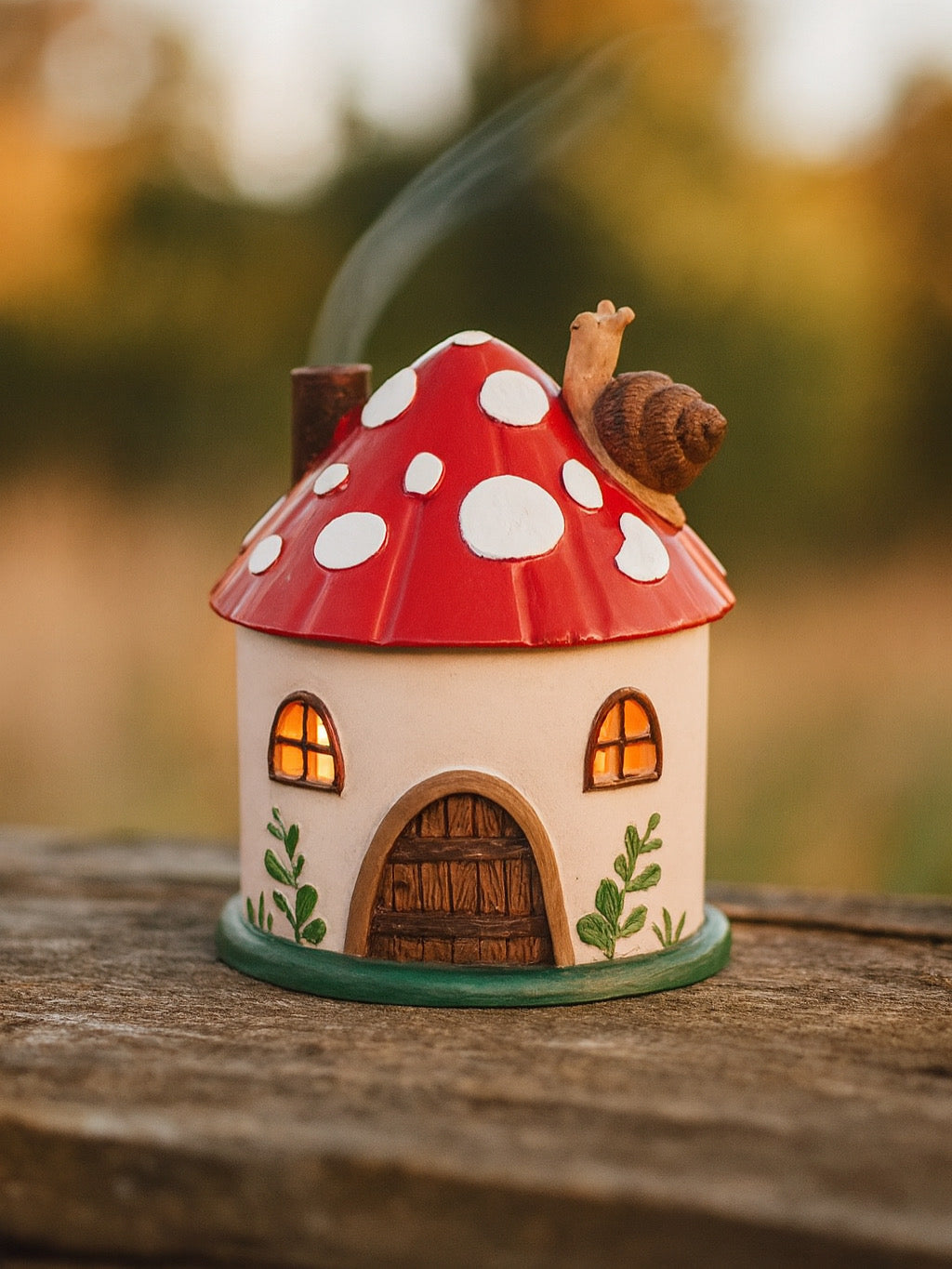 Mushroom House Whimsical Incense Burner