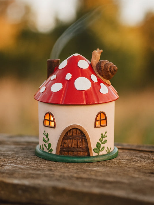 Mushroom House Whimsical Incense Burner