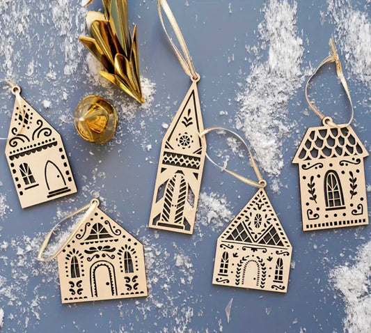 Scandinavian Wooden Nordic Christmas Ornament Set