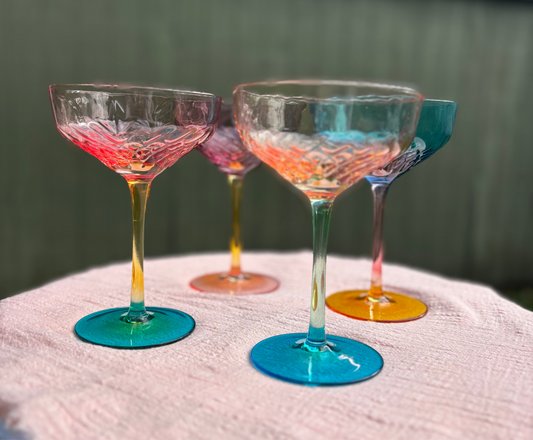 Sunset Bloom Crystal Cocktail Glass Set