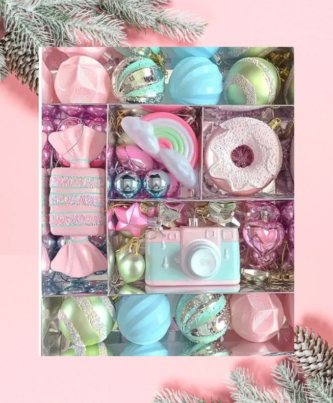 58 Piece Pastel Cute Candy Ornament Set