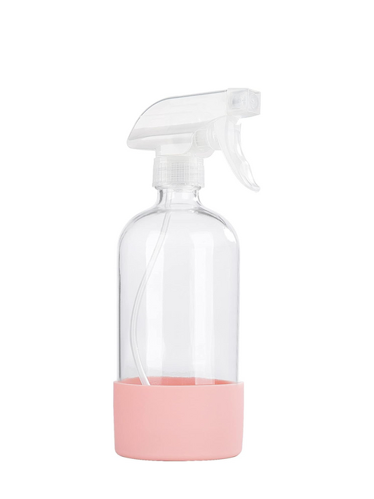 16oz Glass Spray Bottle with Pink Silicone Protector