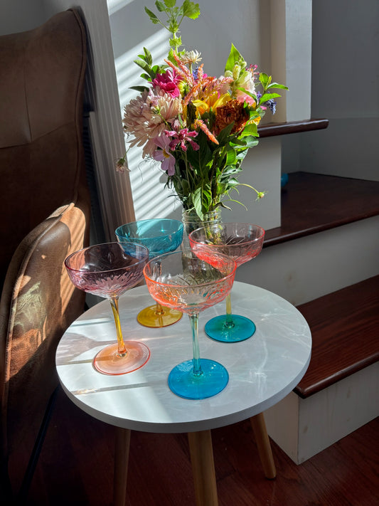 Sunset Bloom Crystal Cocktail Glass Set