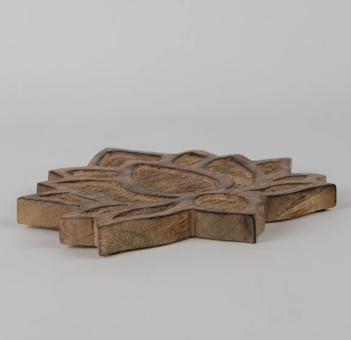 Lotus Blossom Wood Trivet