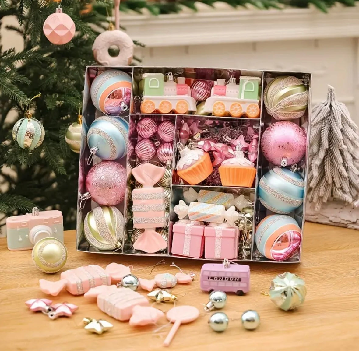 58 Piece Pastel Cute Candy Ornament Set