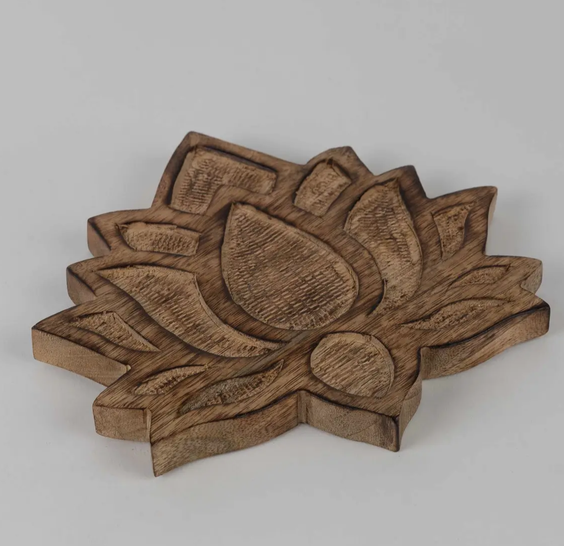 Lotus Blossom Wood Trivet