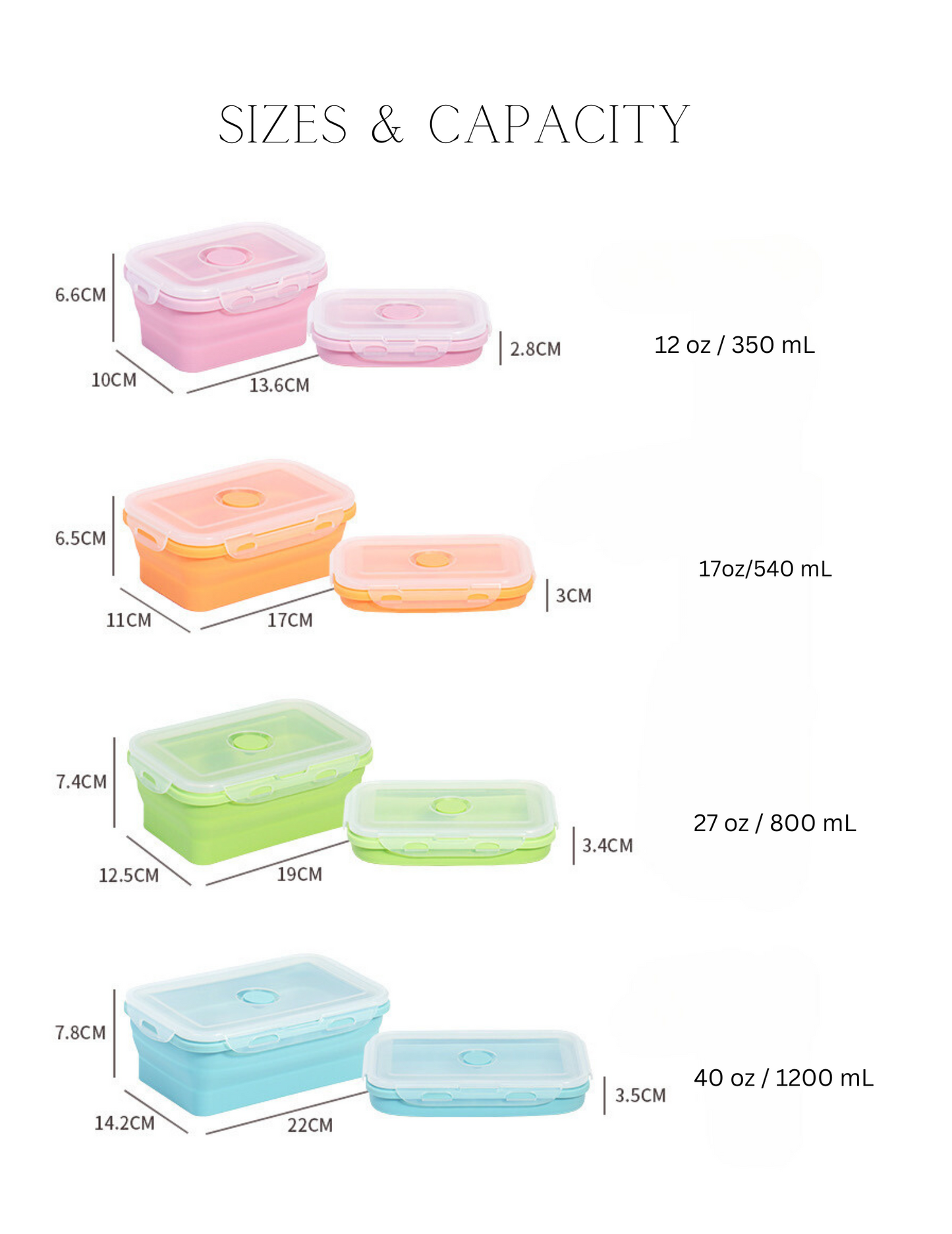 Colorful Collapsible Silicone Food Container Set