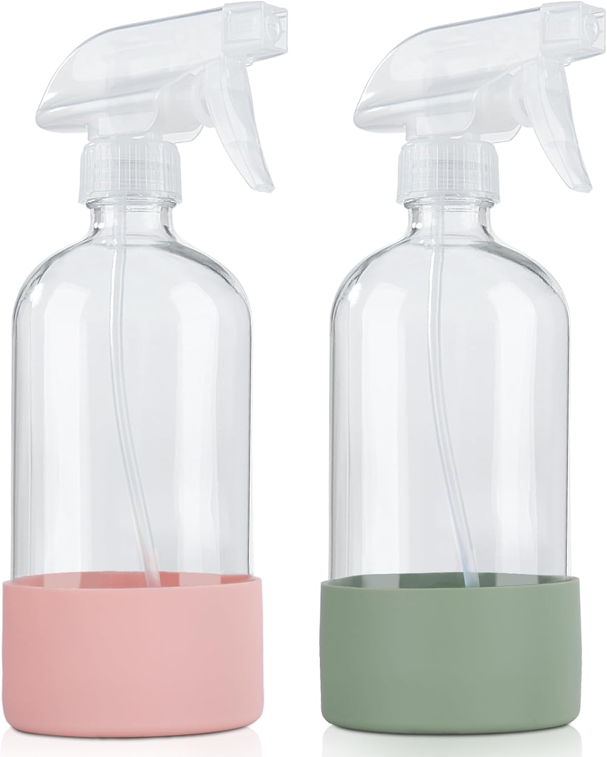 16oz Glass Spray Bottle with Pink Silicone Protector