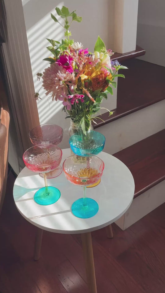 Sunset Bloom Crystal Cocktail Glass Set